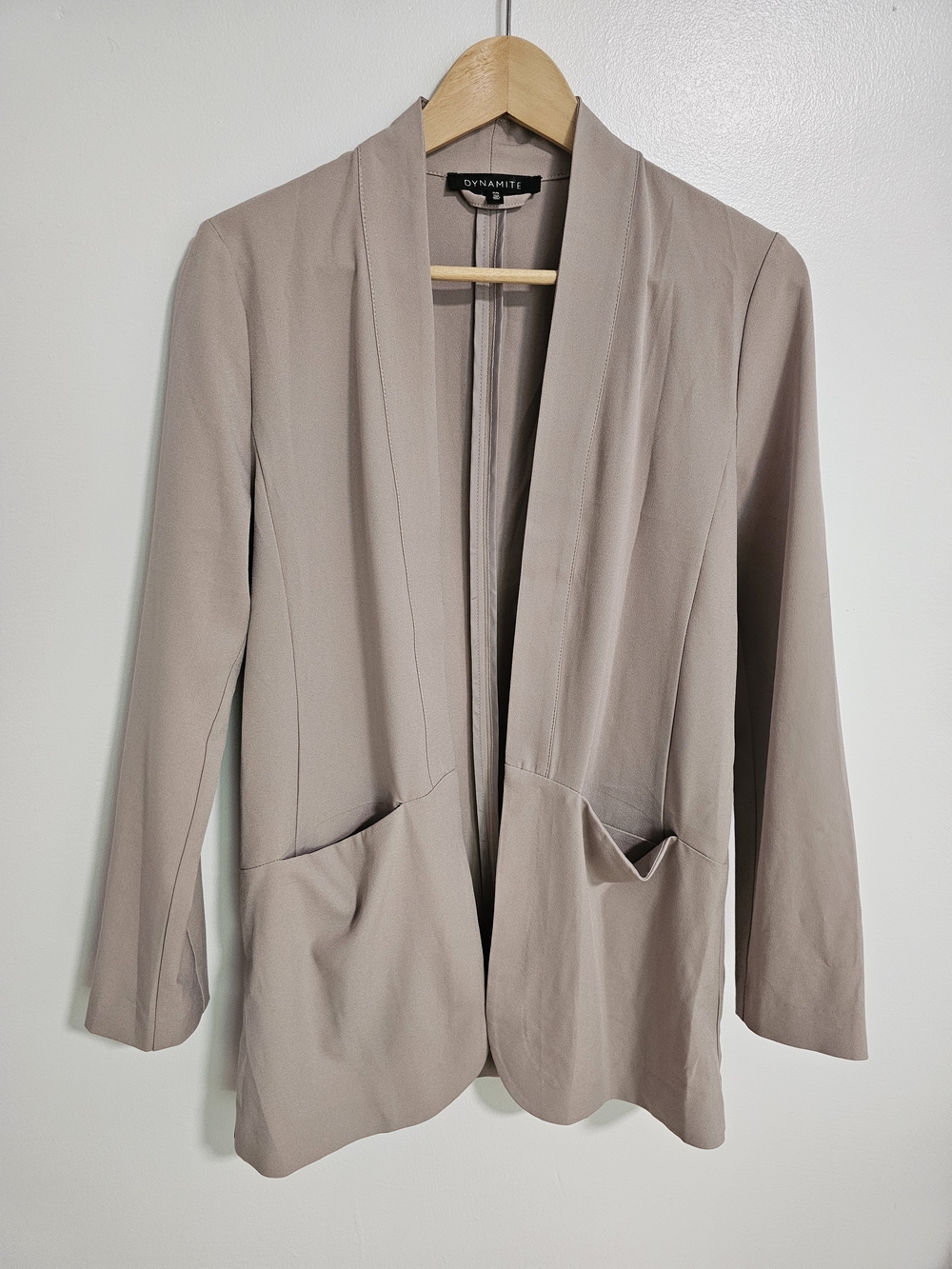 Dynamite Taupe Dusty Pink Open-Front Blazer Jacket Lighweight Size S